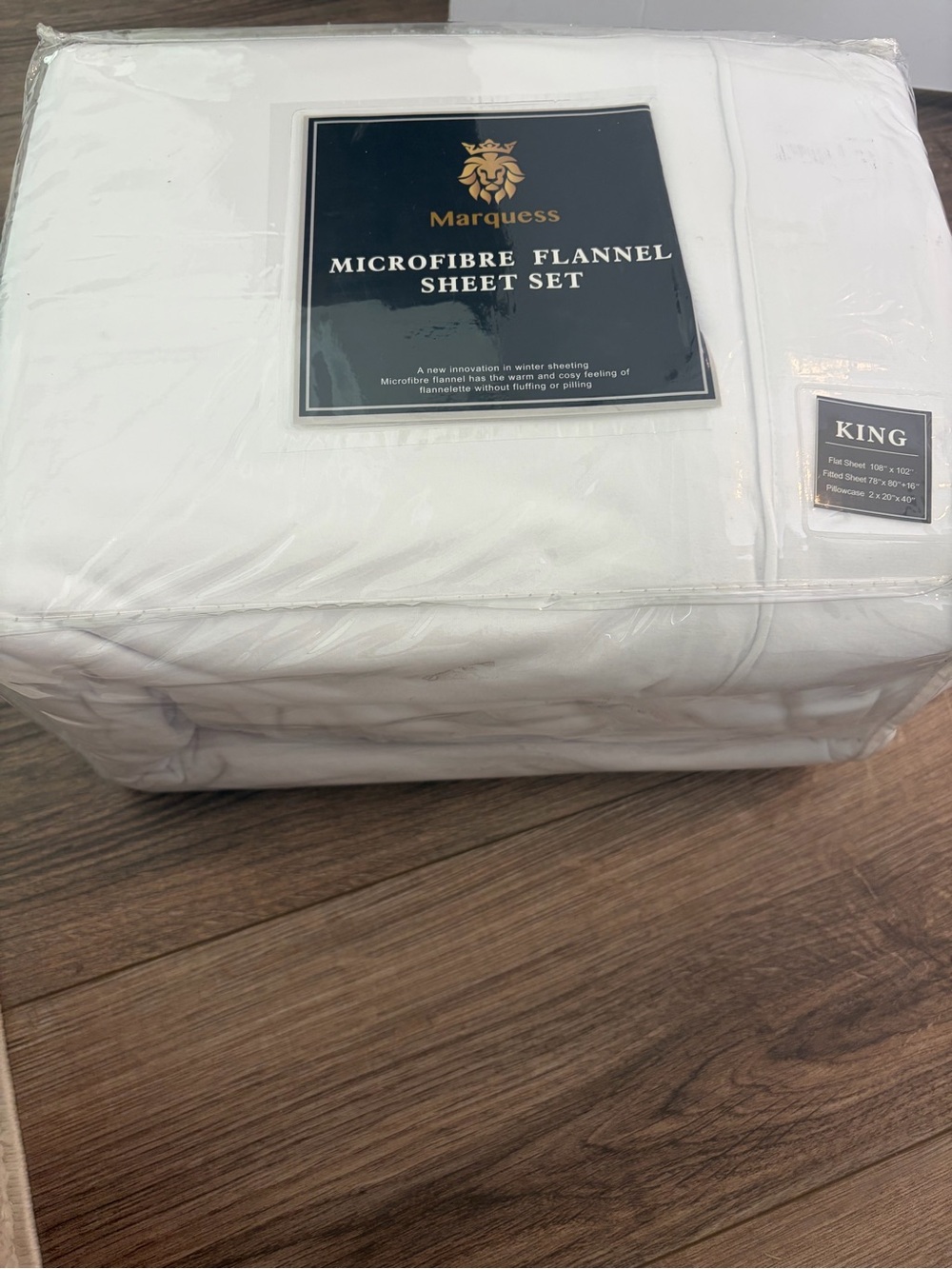White Microfibre Flannel Sheet Set - King